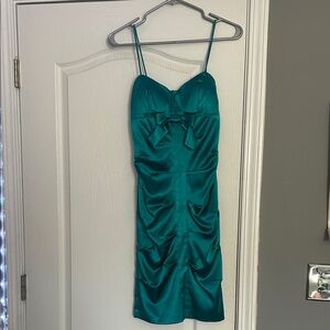 Chic Teal Satin Mini Dress